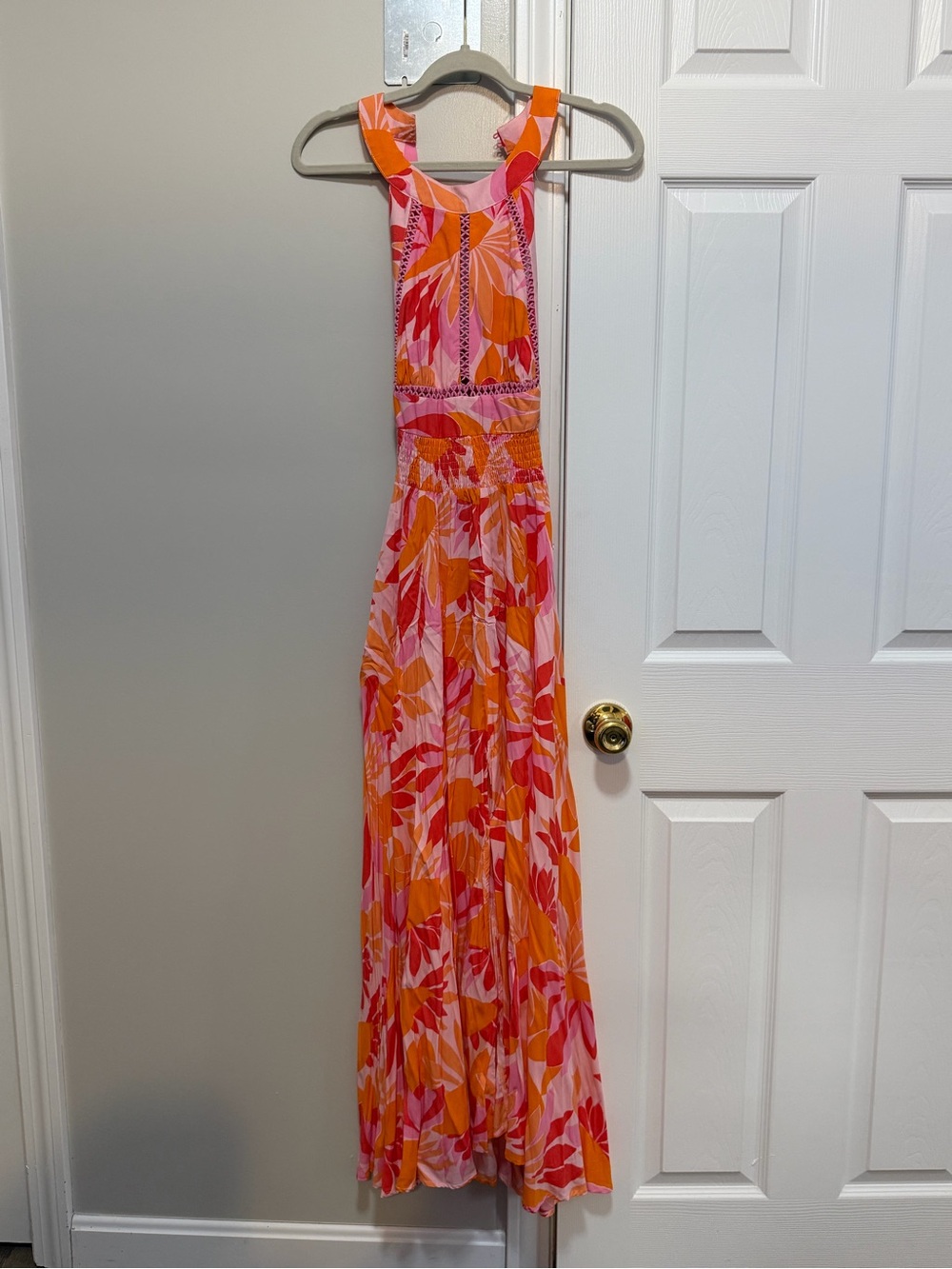 Girls Pink & Orange Patterned One-Piece Dress